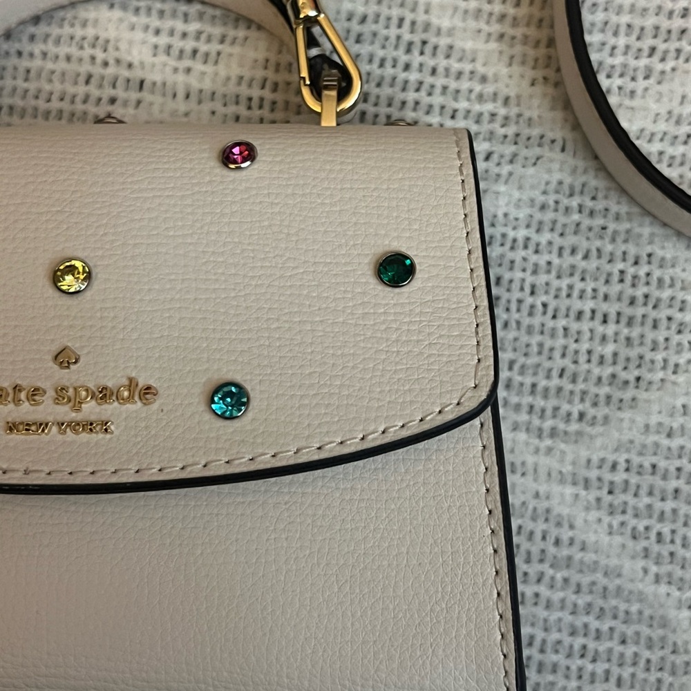 Kate Spade Darcy Micro Satchel Studded Festive Cream with Multicolor Accents - Picture 6 of 11